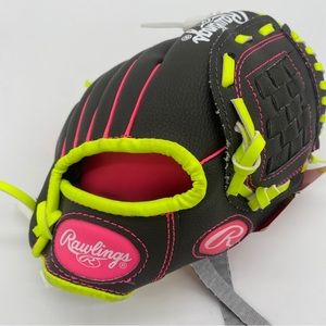Rawlings Baseball T-Ball Mitt 9.5 inch Right Hand Throw Black/Pink WPL95DSP